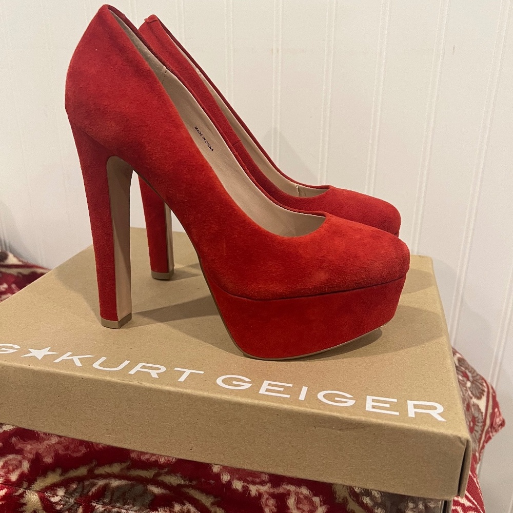 Kurt Geiger Red Suede Heels Delphina Heels US size 7